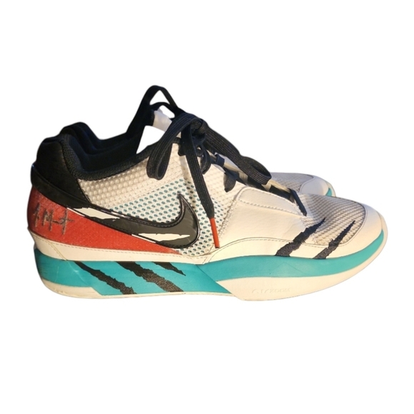 Nike Ja 1 Reverse Scratch Size 9.5 Mens White Black Turbo Green Basketball Shoes - Picture 1 of 9